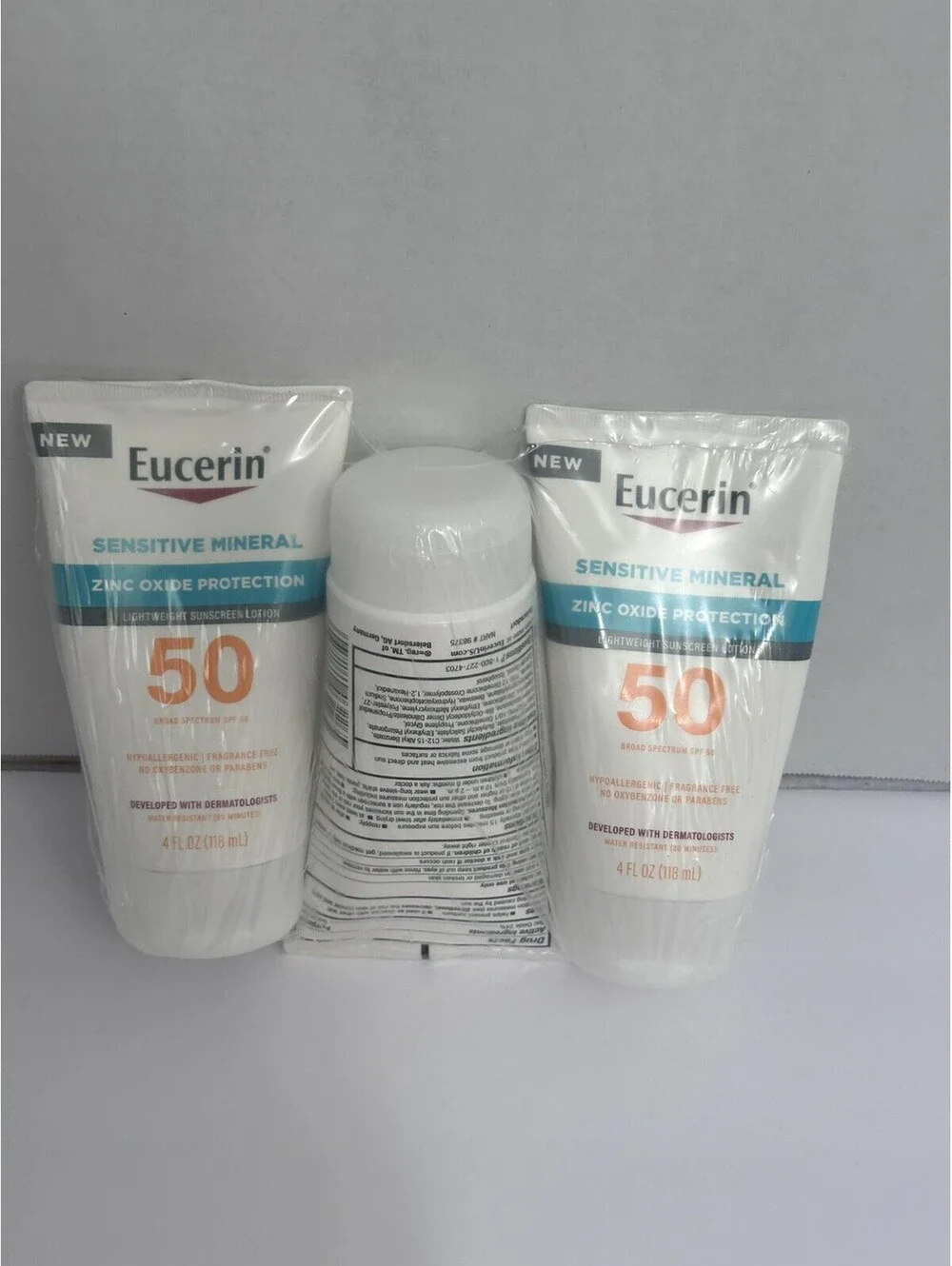 3 Eucerin Sensitive Mineral Lightweight Zinc Oxide SPF 50 Lotion 4 oz exp 2/2024